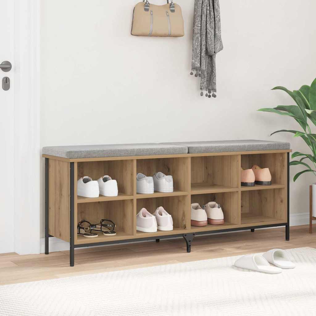 Shoe Cabinet with Shelf Artisan Oak 131 x 35 x 50 cm