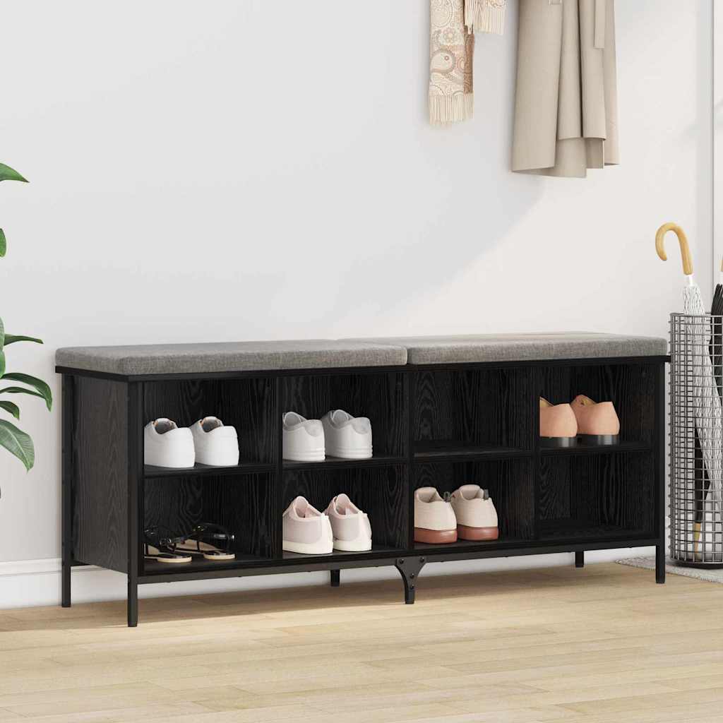Shoe Cabinet with Shelf with Storage Black Oak 131 x 35 x 50 cm