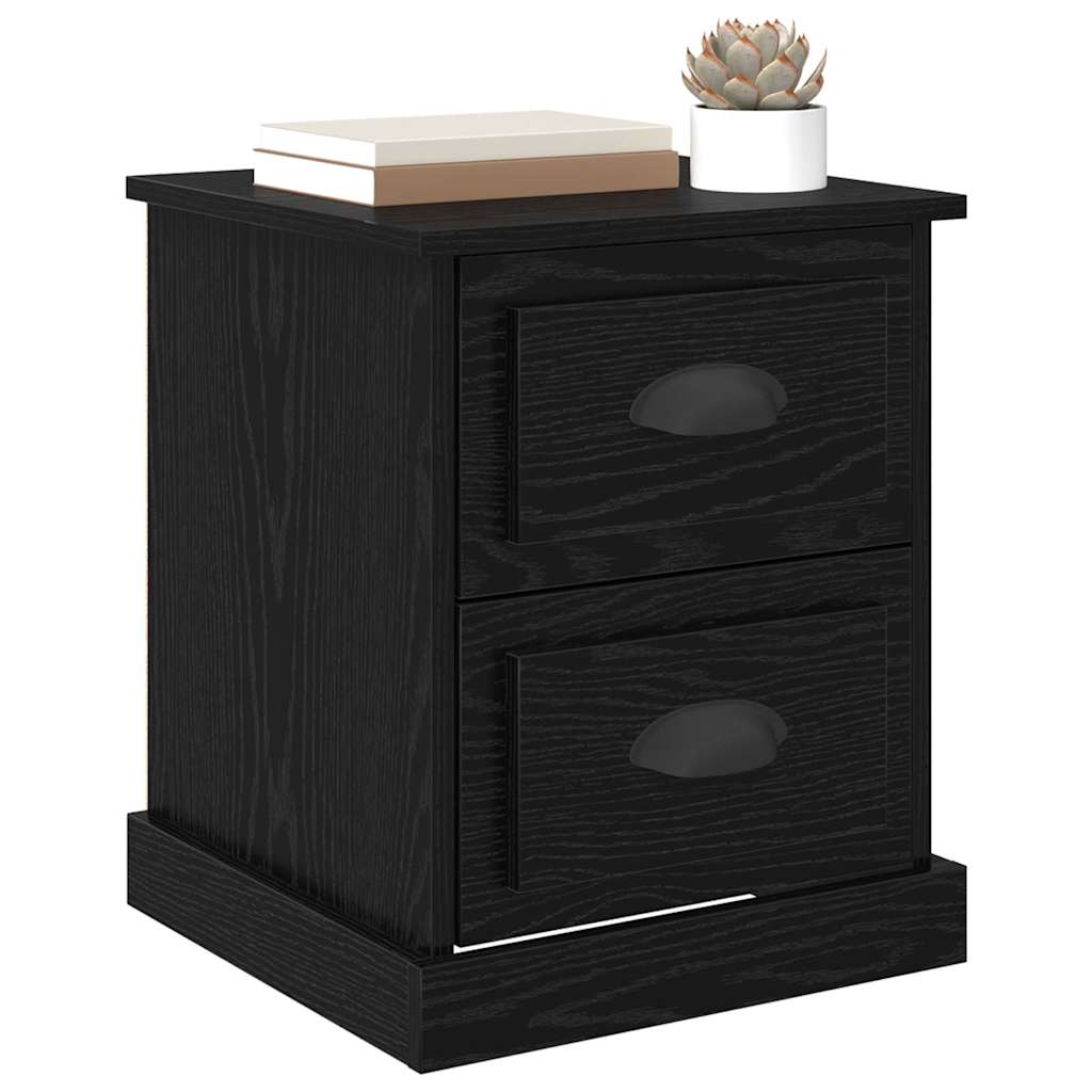 Bedside Cabinet with Drawer 2 pcs Black Oak 39 x 39 x 47.5 cm