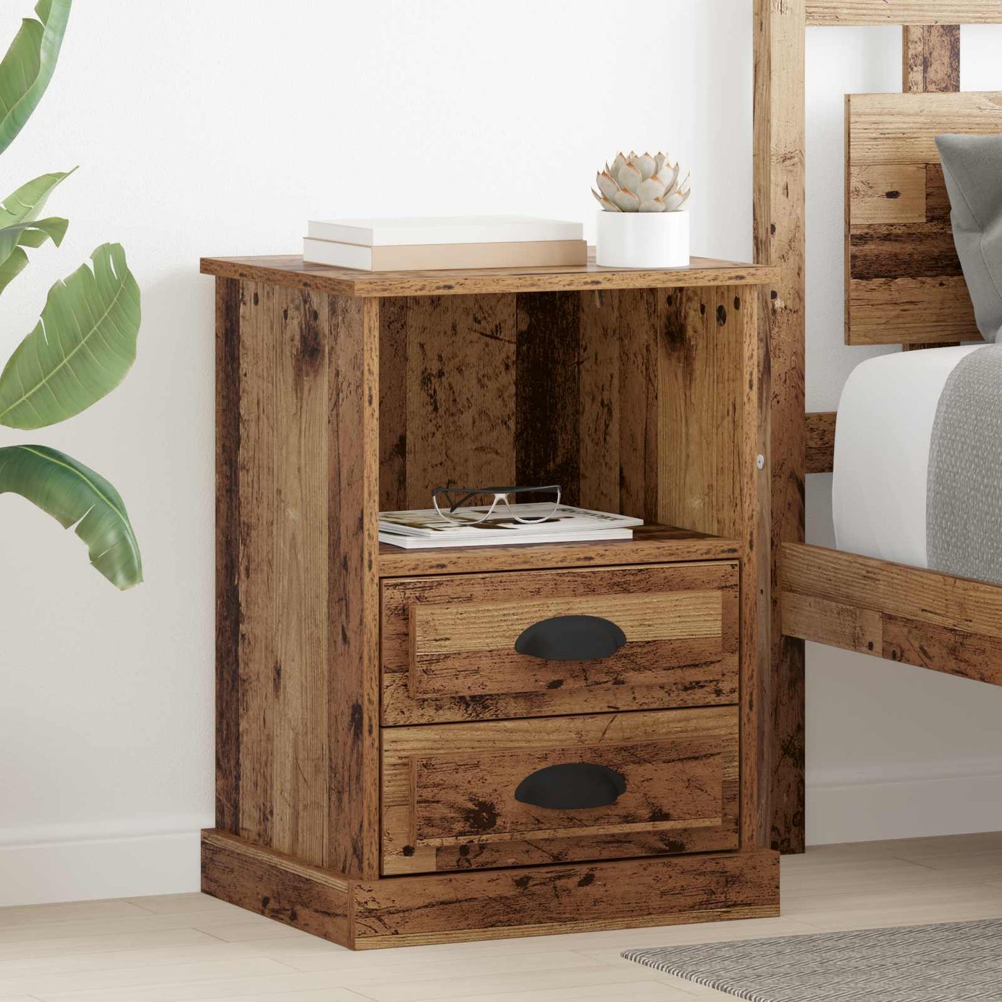 Bedside Cabinet 2 pcs Old Wood 36 x 43 x 60 cm Engineered Wood