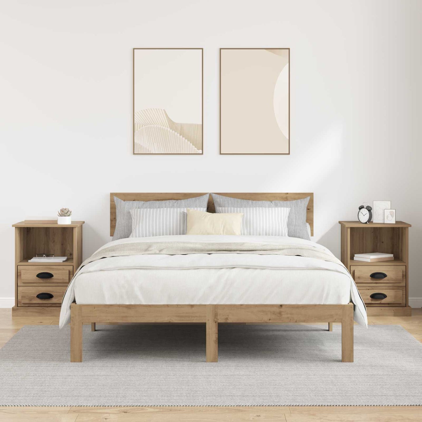 Bedside Cabinet with Drawer 2 pcs Artisan Oak 36 x 43 x 60 cm