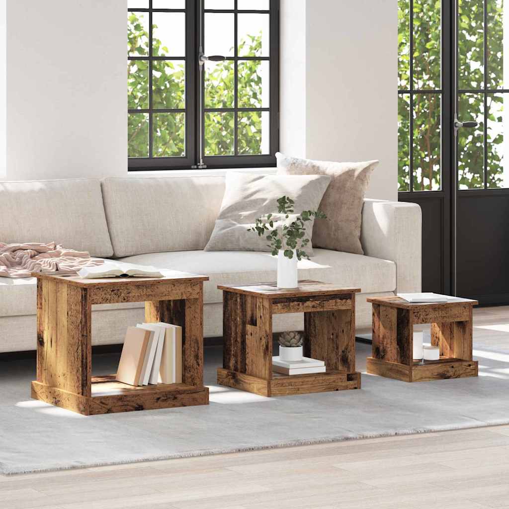 Coffee Table 3 pcs Old Wood Engineered Wood