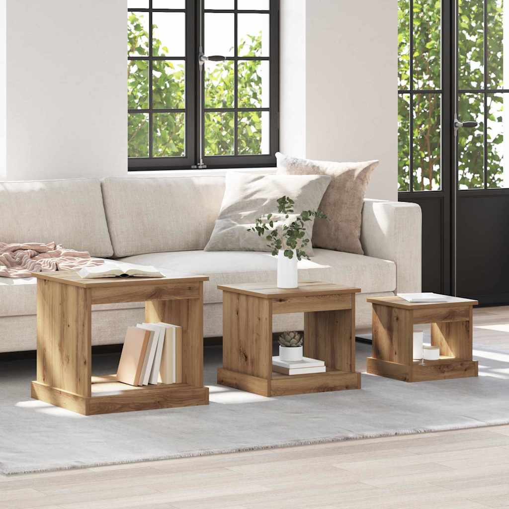 Coffee Table 3 pcs Artisan Oak Engineered Wood