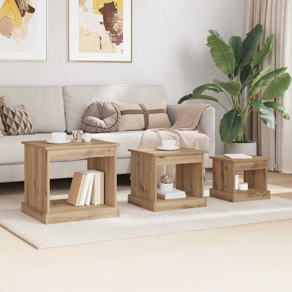 Coffee Table 3 pcs Artisan Oak 48 x 45 x 45 cm Engineered Wood