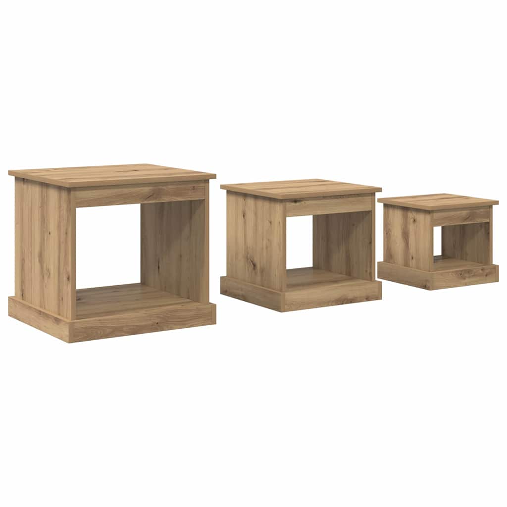 Coffee Table 3 pcs Artisan Oak 48 x 45 x 45 cm Engineered Wood