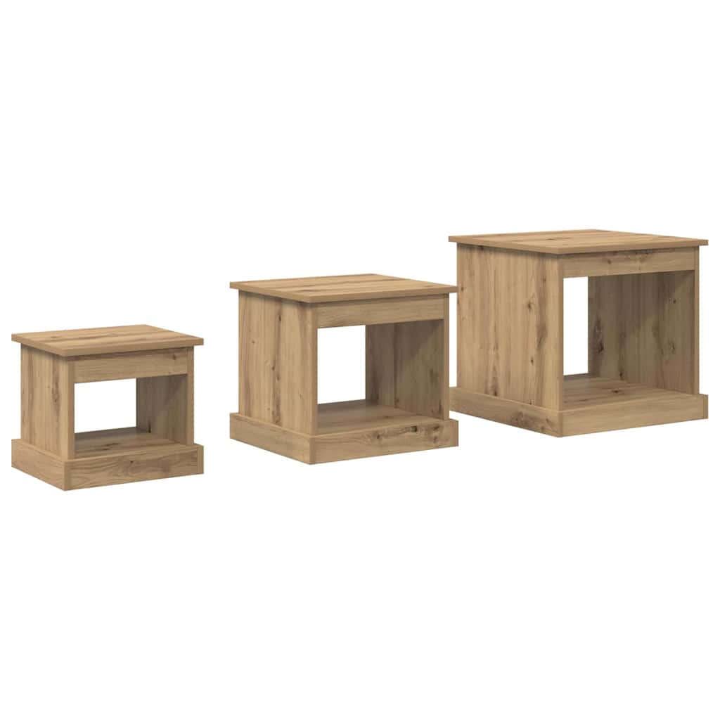 Coffee Table 3 pcs Artisan Oak 48 x 45 x 45 cm Engineered Wood