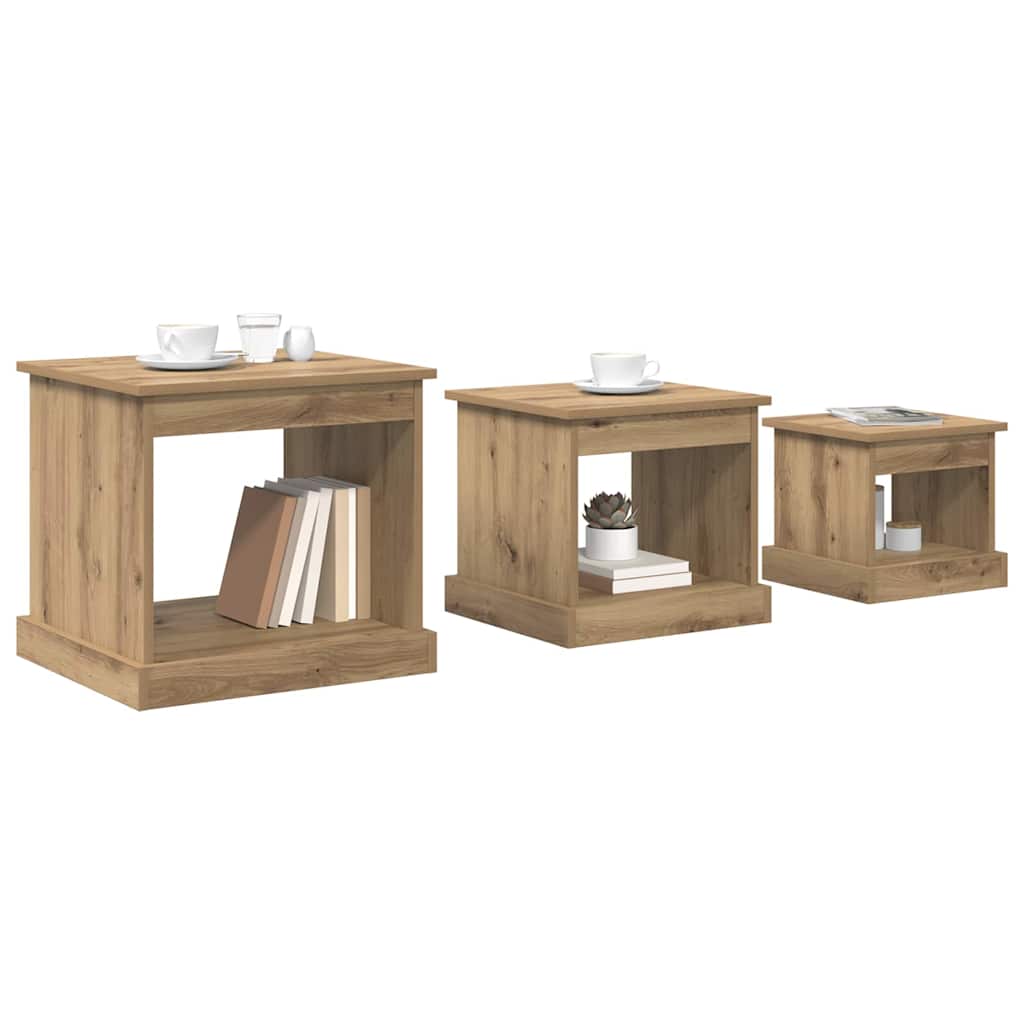 Coffee Table 3 pcs Artisan Oak 48 x 45 x 45 cm Engineered Wood