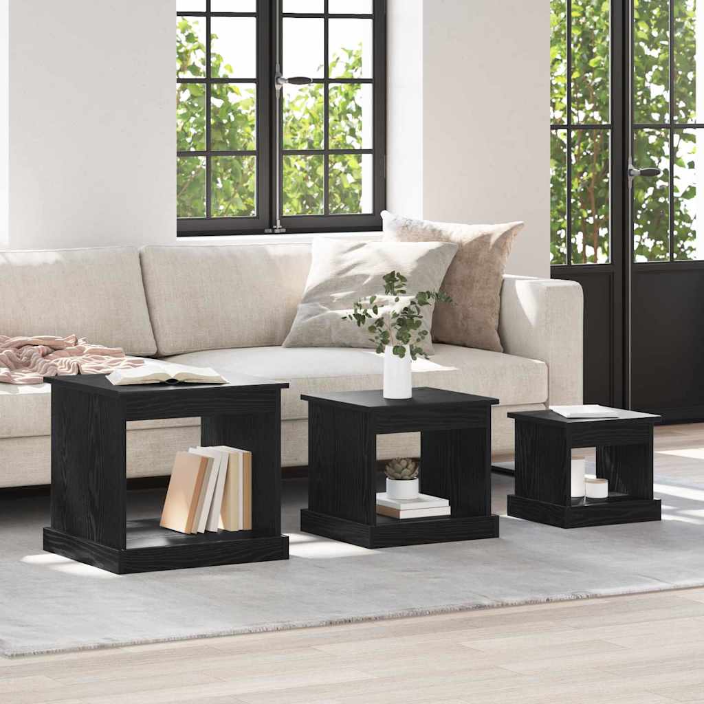 Coffee Table 3 pcs Black Oak 48 x 45 x 45 cm Engineered Wood