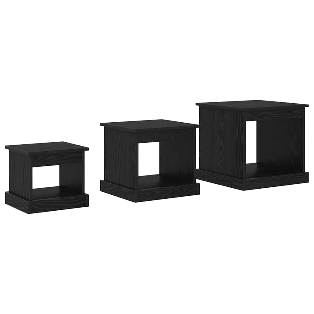 Coffee Table 3 pcs Black Oak 48 x 45 x 45 cm Engineered Wood