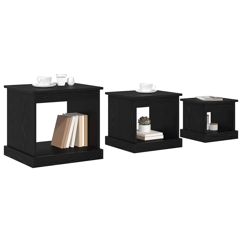 Coffee Table 3 pcs Black Oak Engineered Wood