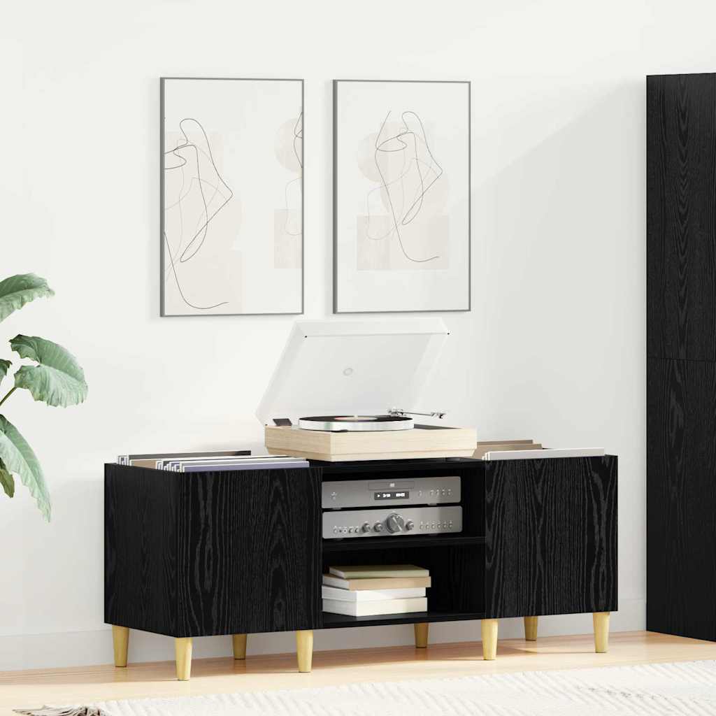 Record Cabinet Black Oak 121 x 38 x 48 cm Engineered Wood