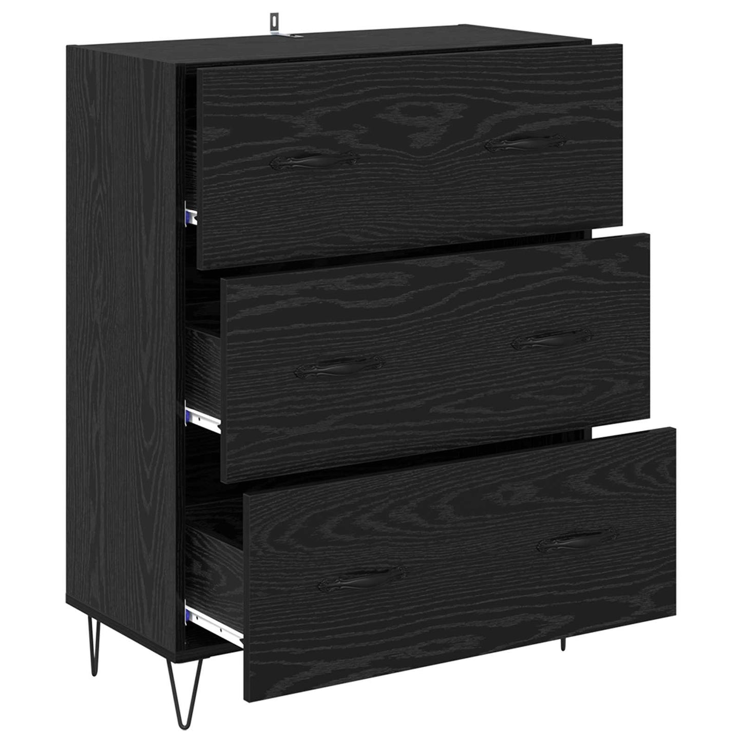 Sideboard Black Oak 69.5 x 34 x 90 cm Engineered Wood and Iron