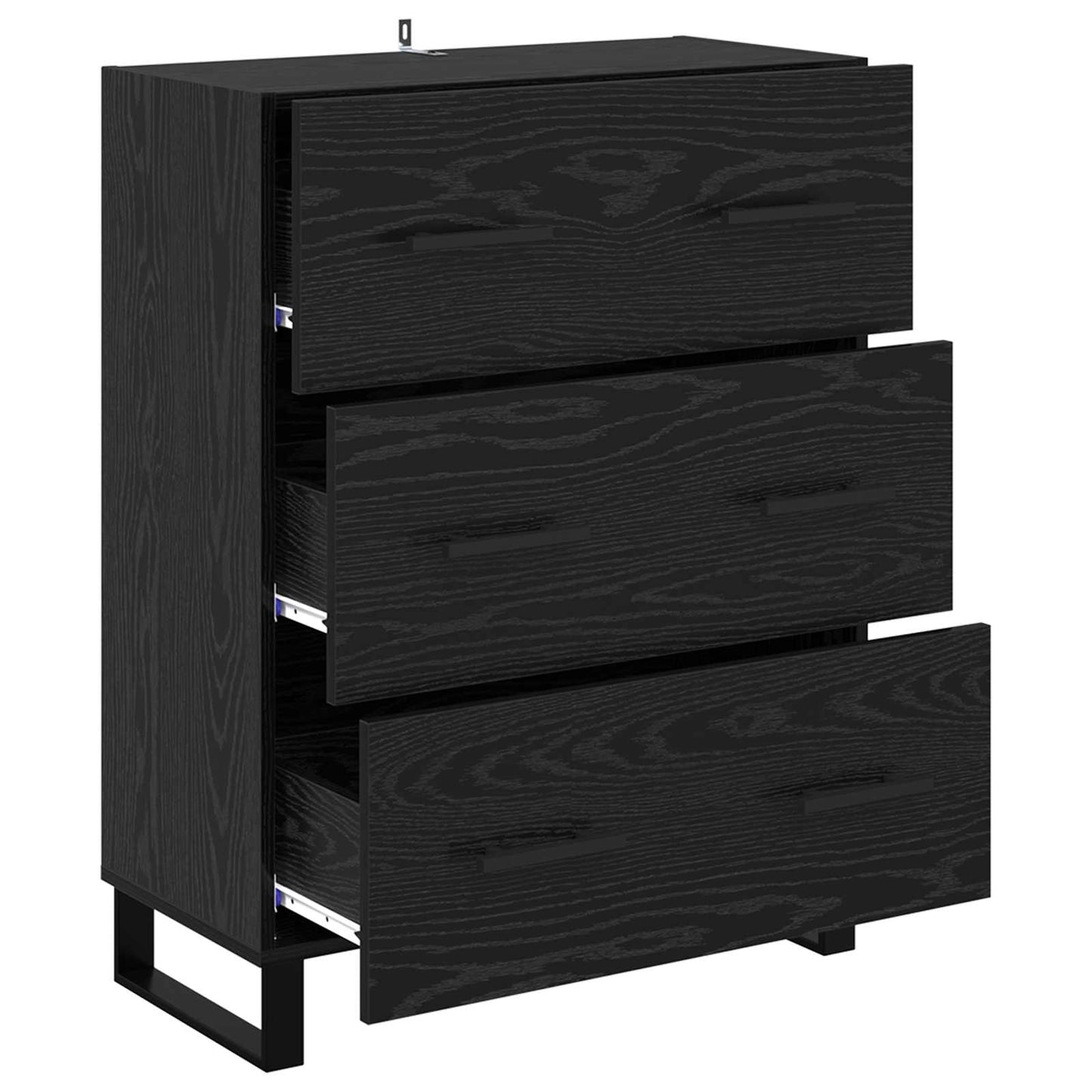 Sideboard Black Oak 69.5 x 34 x 90 cm Engineered Wood and Iron
