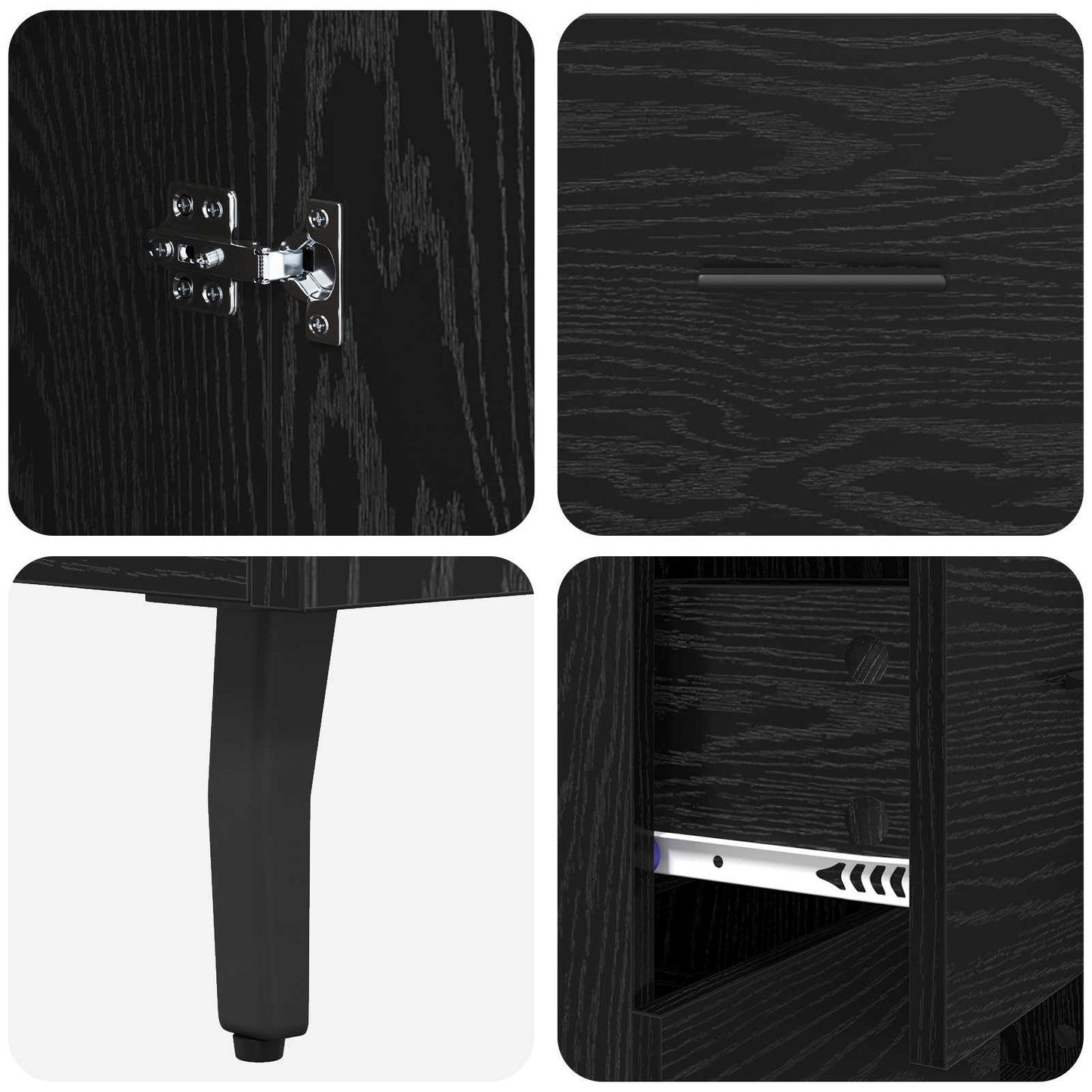 Sideboard Black Oak 69.5 x 34 x 90 cm Engineered Wood and Iron