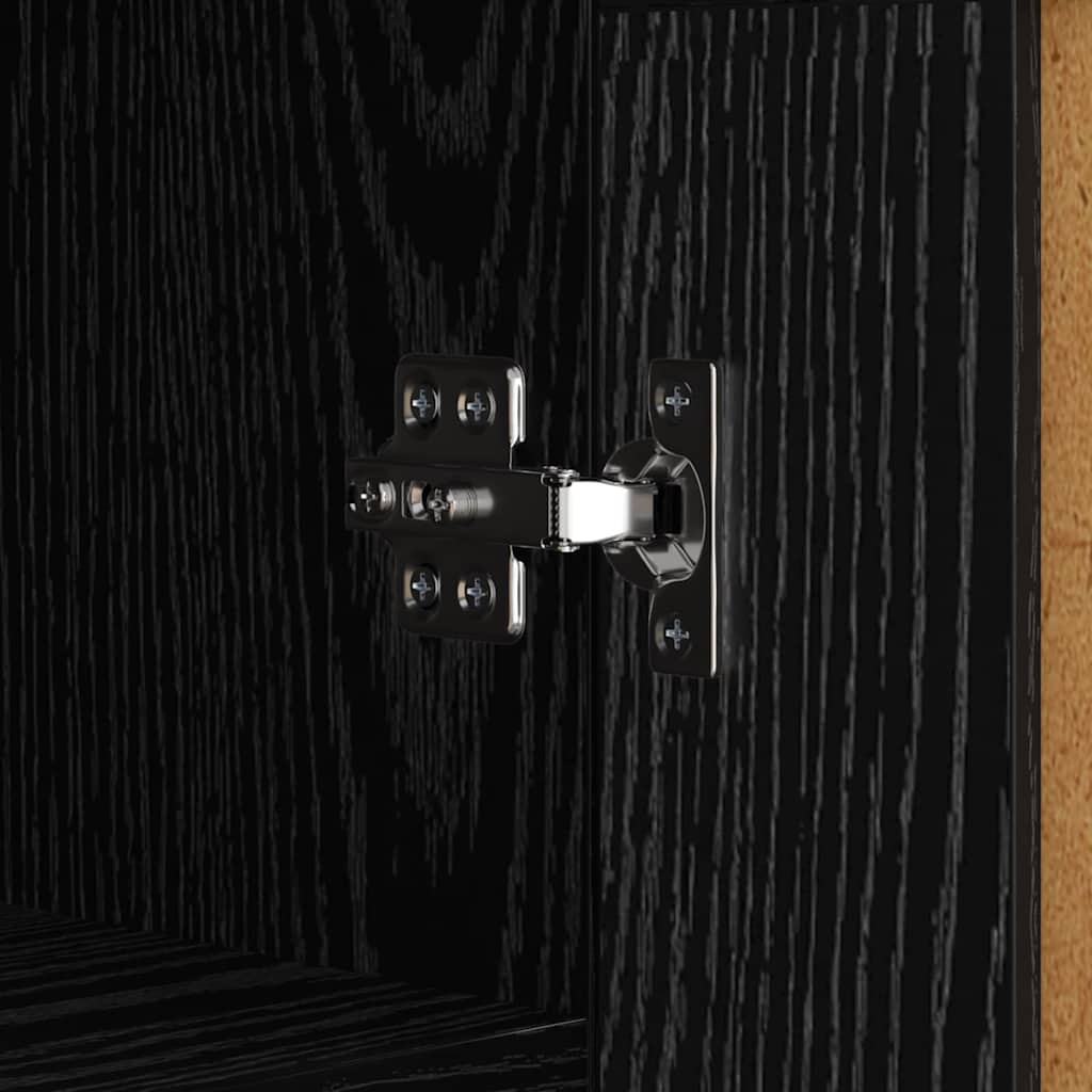 Sideboard Black Oak 69.5 x 34 x 90 cm Engineered Wood and Iron