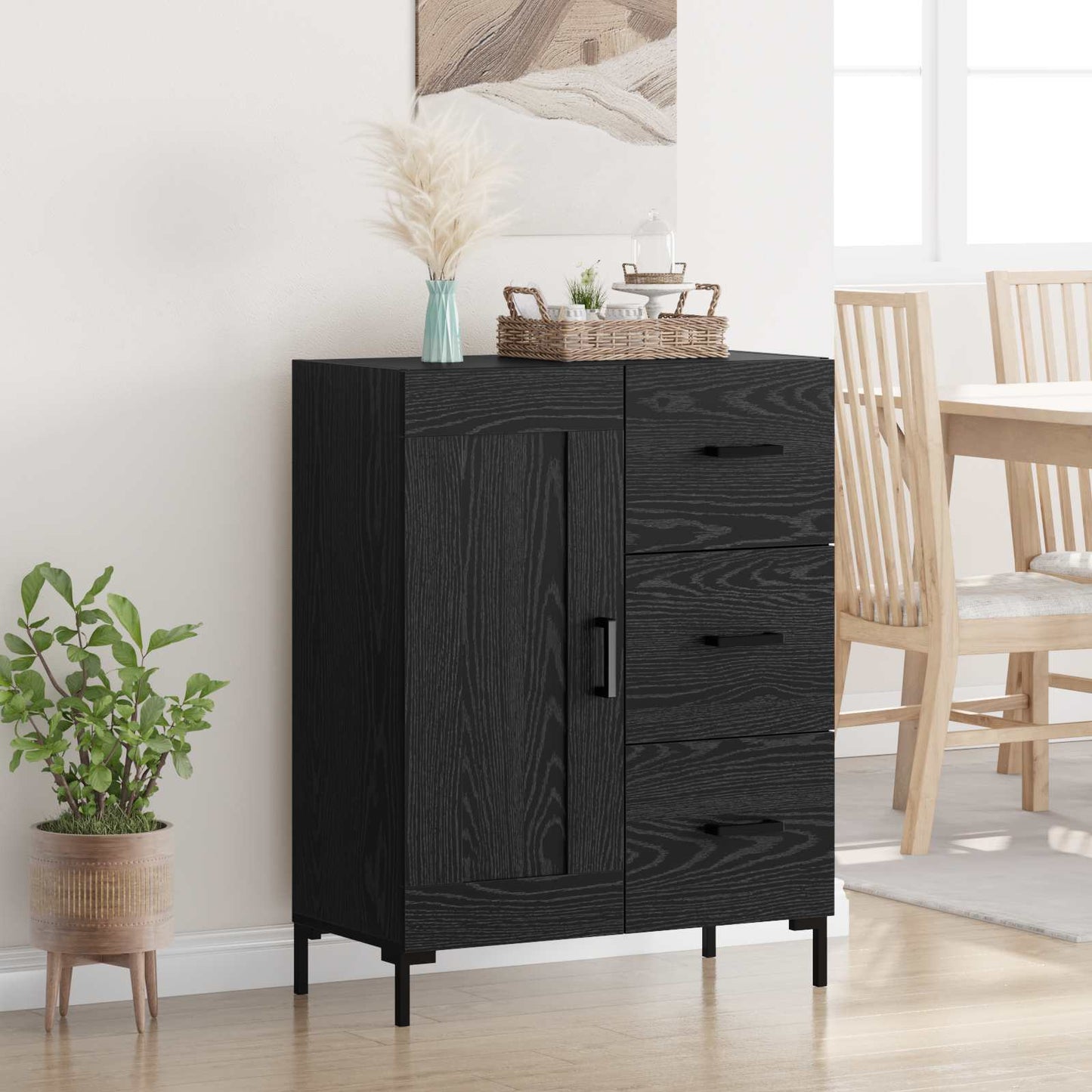 Sideboard Black oak 69.5 x 34 x 90 cm Engineered Wood
