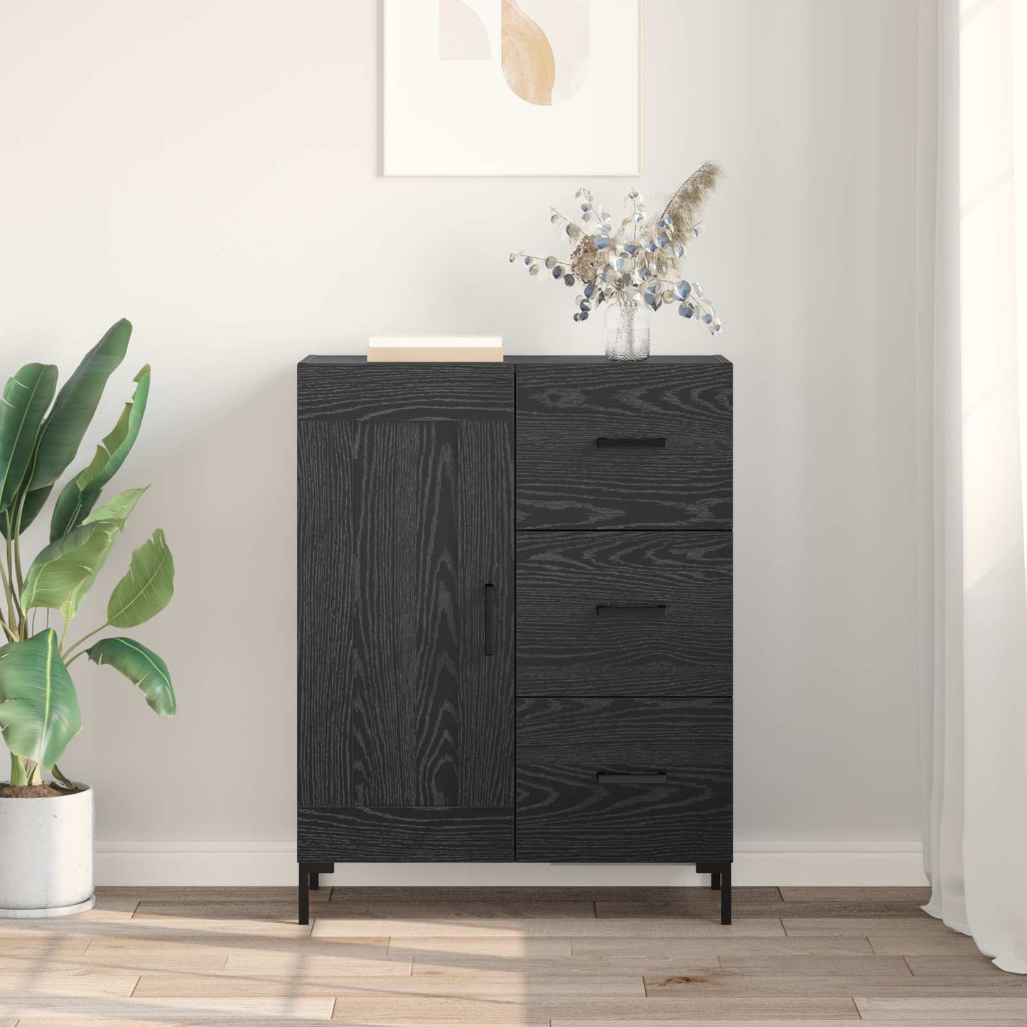 Sideboard Black oak 69.5 x 34 x 90 cm Engineered Wood