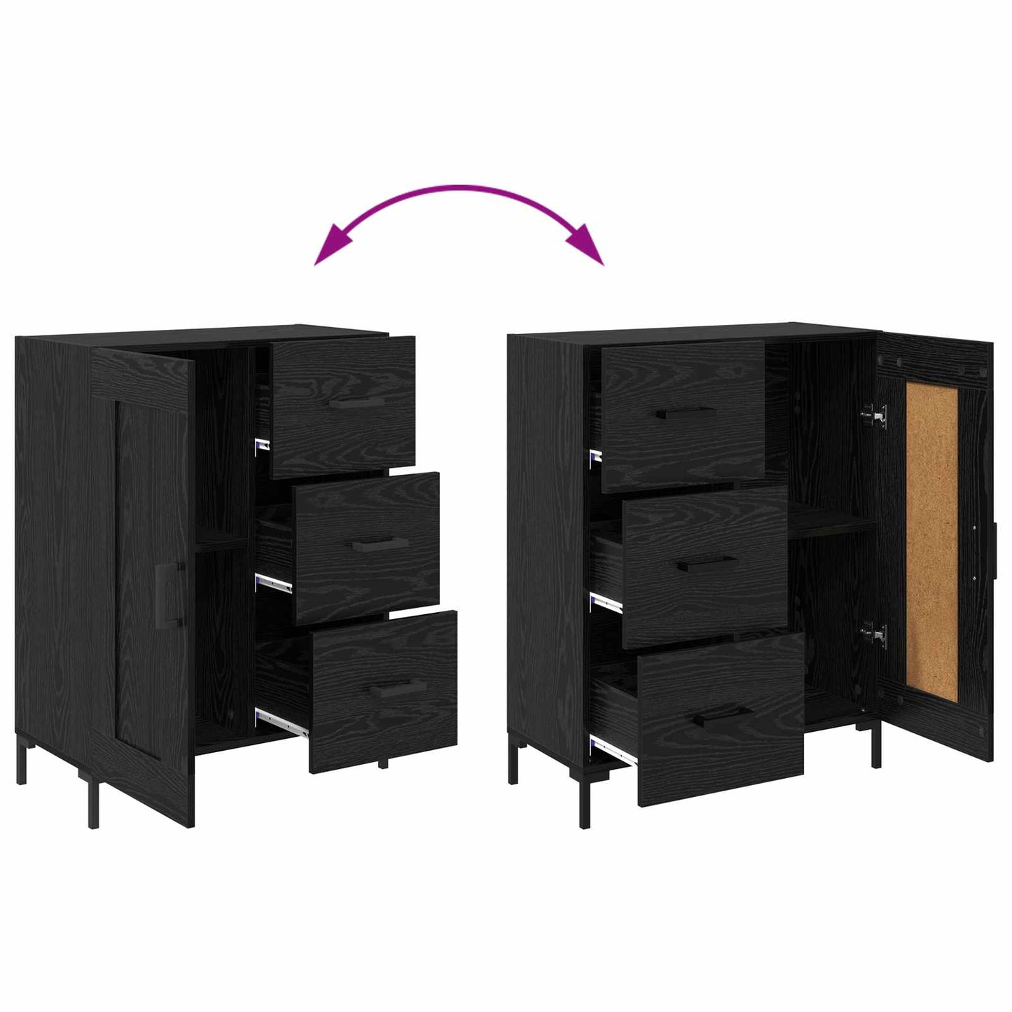 Sideboard Black oak 69.5 x 34 x 90 cm Engineered wood