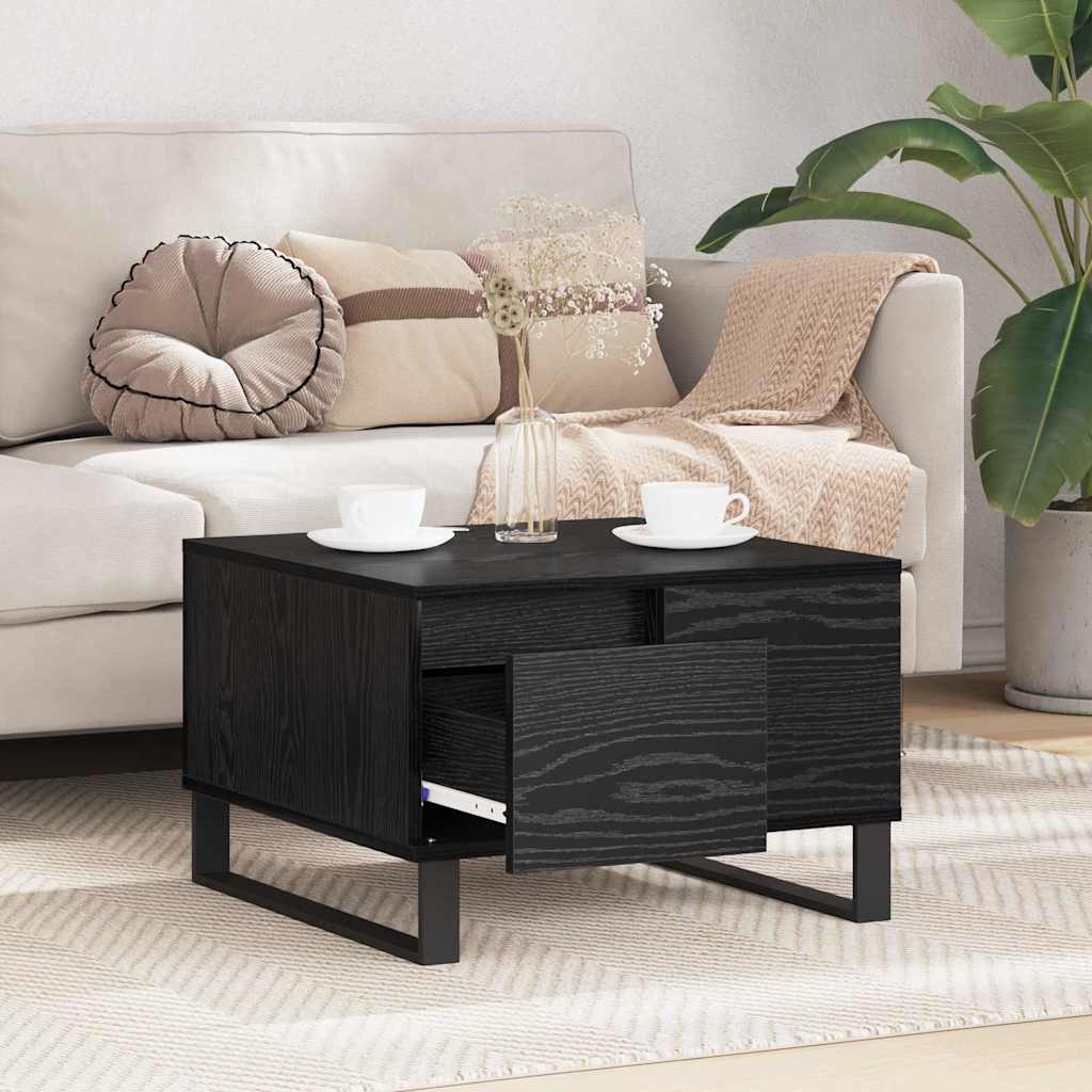 Coffee Table Black Oak 55 x 55 x 36.5 cm Engineered Wood