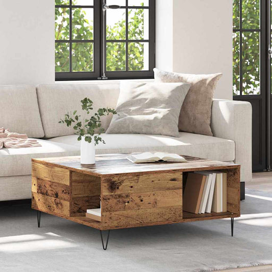 Coffee Table Old Wood 80 x 80 x 36.5 cm Engineered Wood