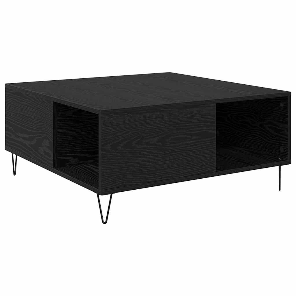 Coffee Table Black Oak 80 x 80 x 36.5 cm Engineered Wood