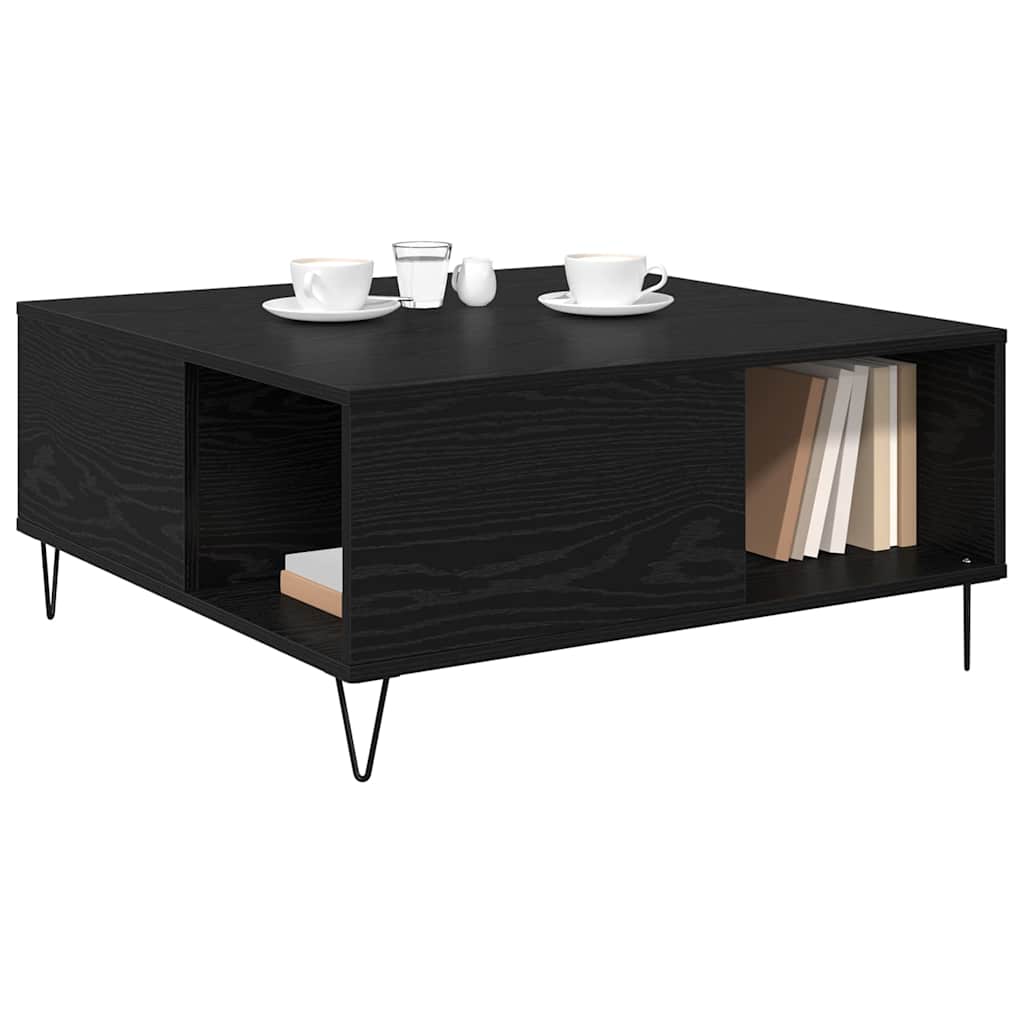 Coffee Table Black Oak 80 x 80 x 36.5 cm Engineered Wood