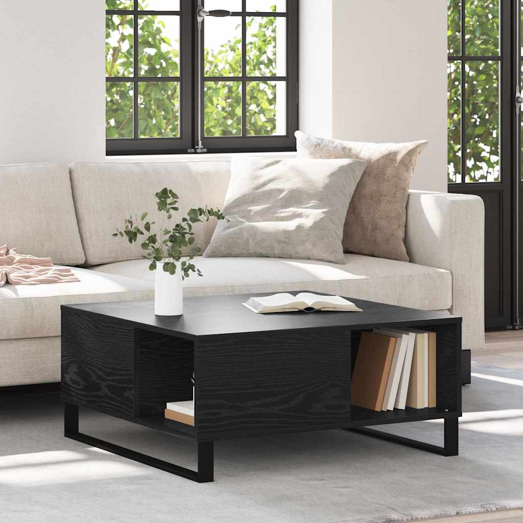 Coffee Table Black Oak 80 x 80 x 36.5 cm Engineered Wood