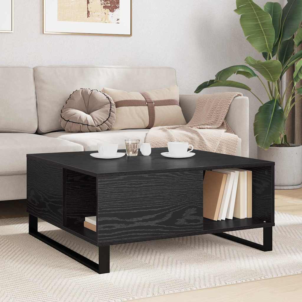 Coffee Table Black Oak 80 x 80 x 36.5 cm Engineered Wood
