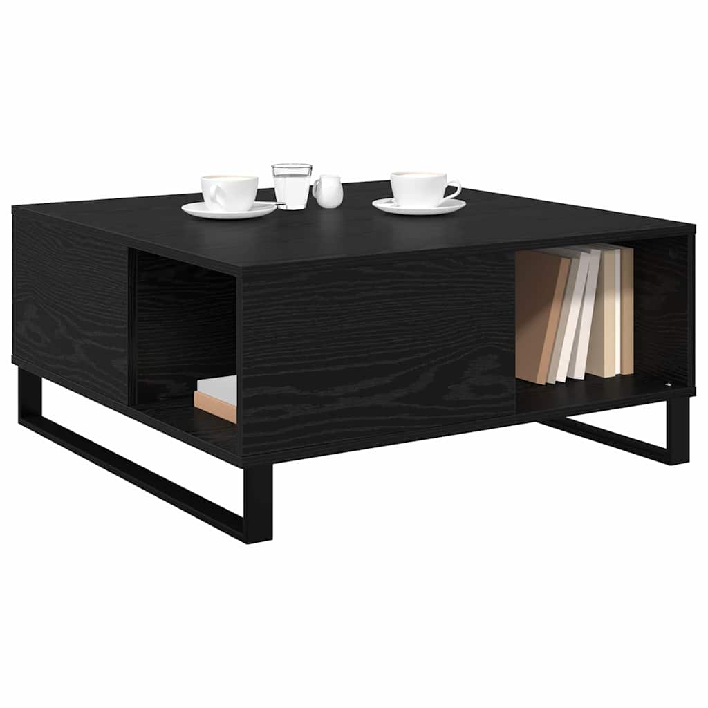 Coffee Table Black Oak 80 x 80 x 36.5 cm Engineered Wood