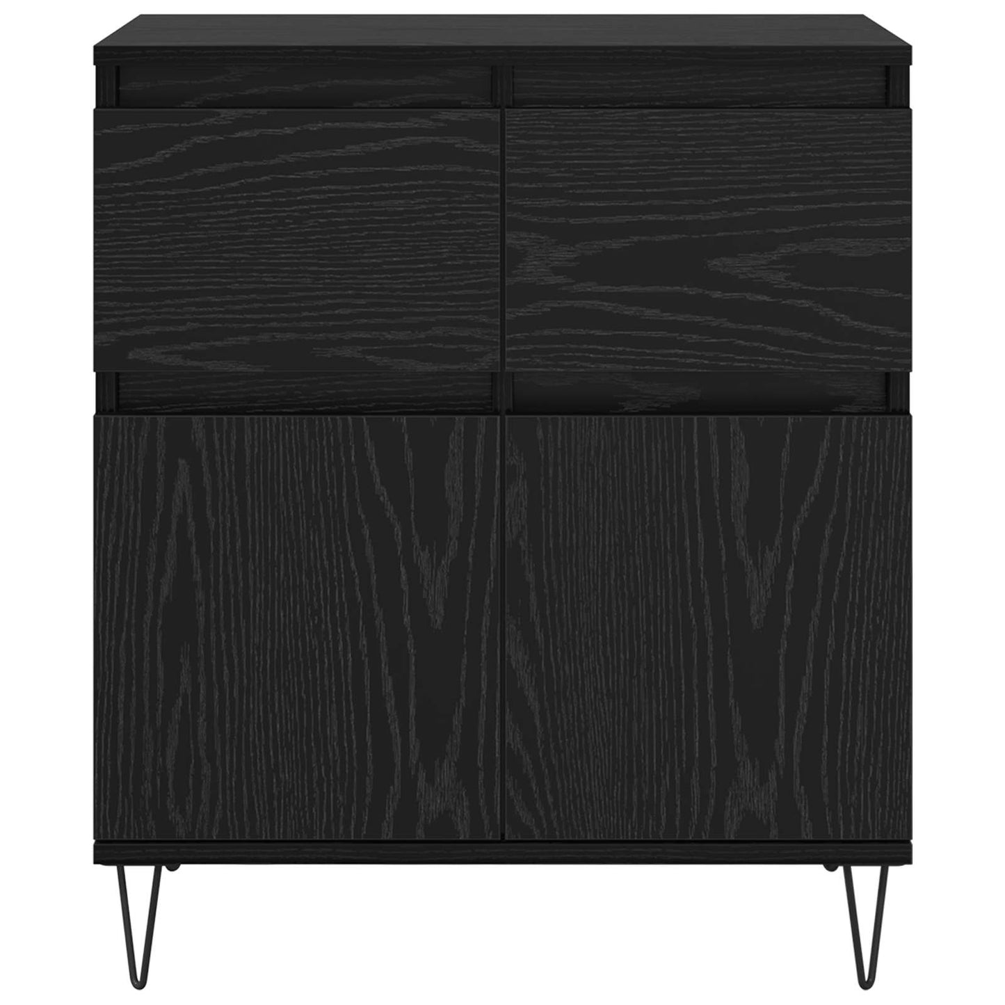 Sideboard Black Oak 60 x 35 x 70 cm Engineered Wood and Iron