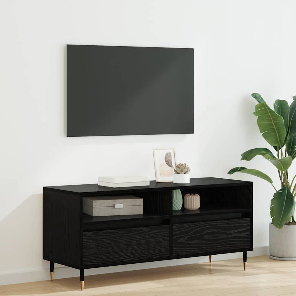 TV Cabinet with Drawer Black Oak 100 x 34.5 x 44.5 cm