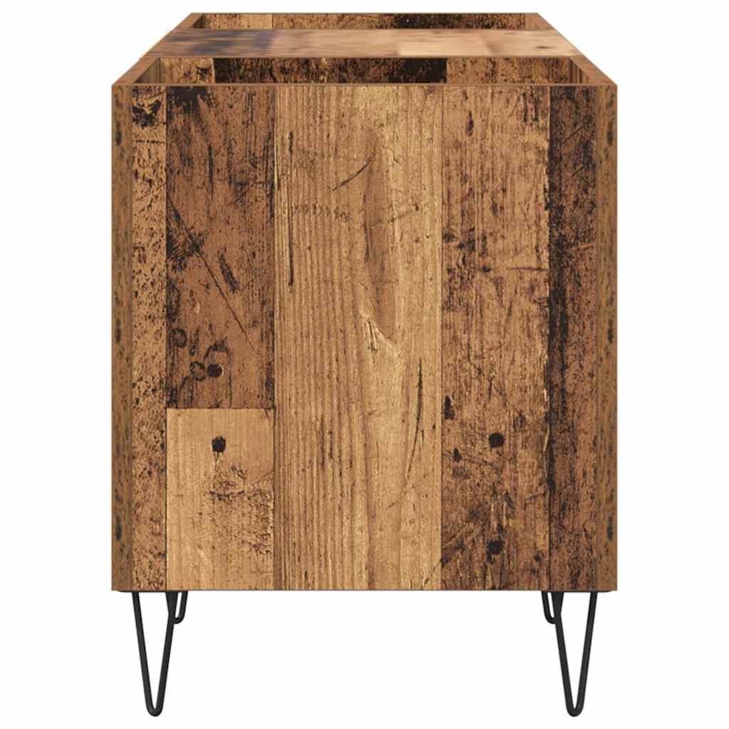 Record Cabinet with Shelf with Door Old Wood 121 x 38 x 48 cm