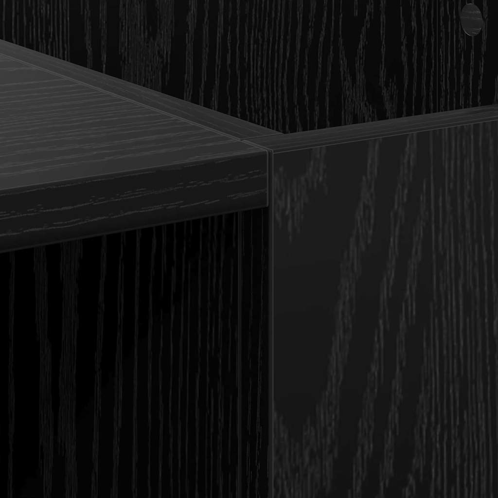 Record Cabinet with Shelf with Door Black Oak 121 x 38 x 48 cm