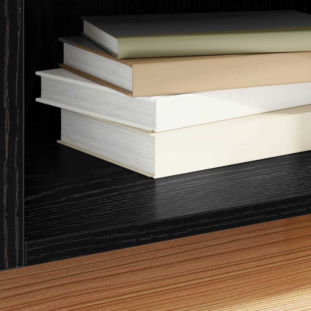 Record Cabinet with Shelf with Door Black Oak 121 x 38 x 48 cm