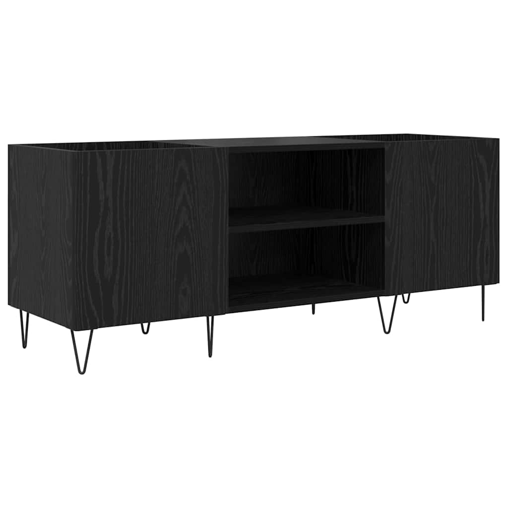 Record Cabinet with Shelf with Door Black Oak 121 x 38 x 48 cm