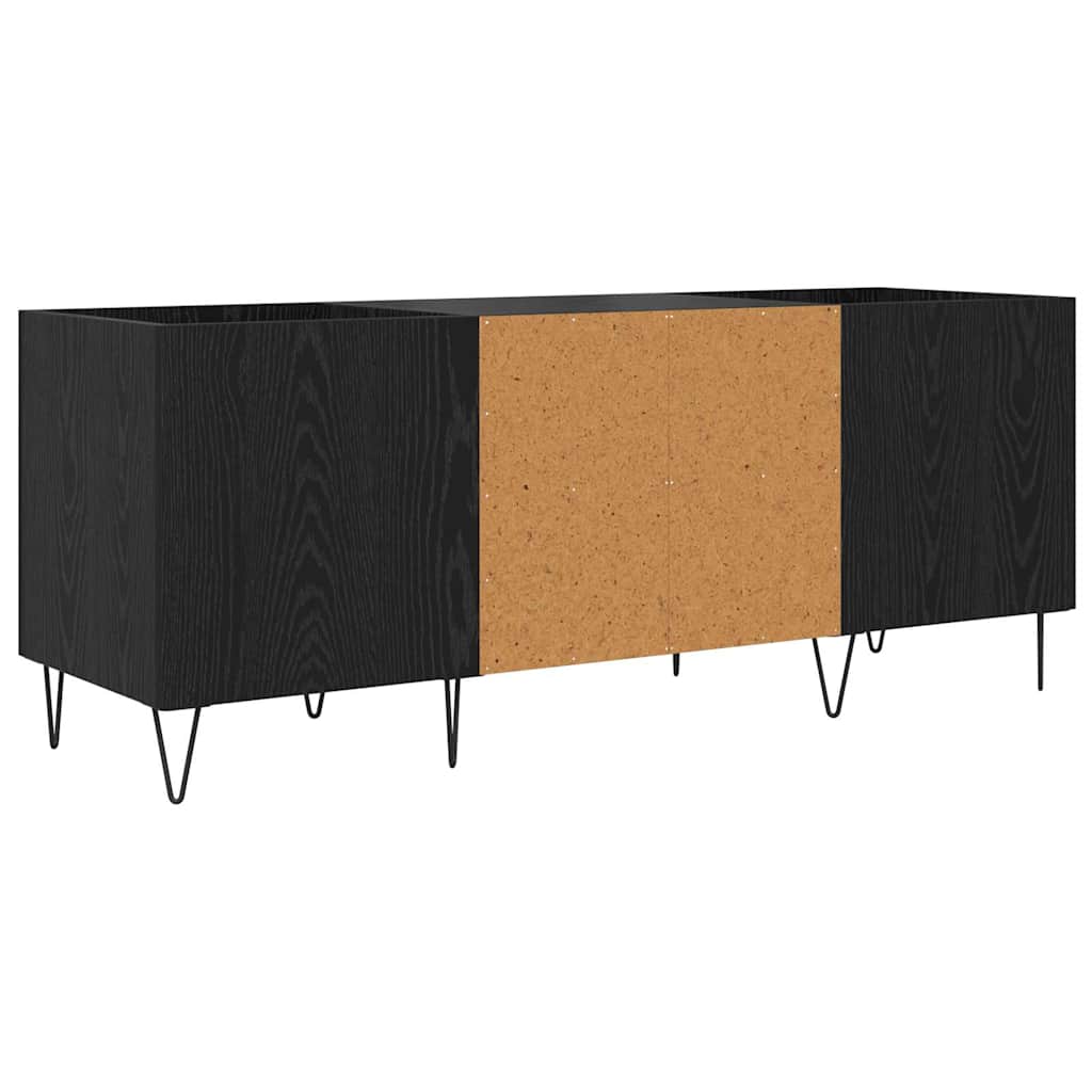 Record Cabinet with Shelf with Door Black Oak 121 x 38 x 48 cm