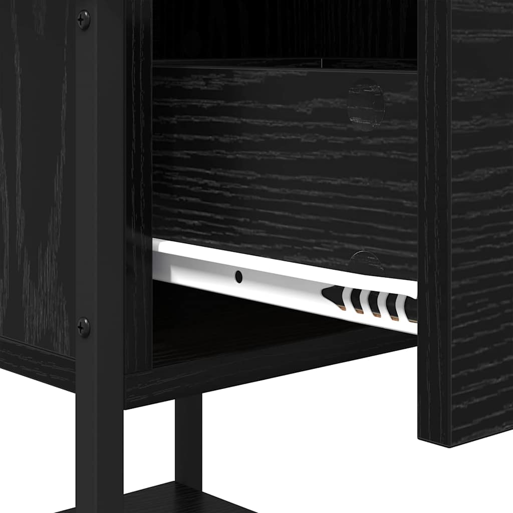 Bedside Table Black Oak 34 x 35.5 x 45 cm Engineered Wood