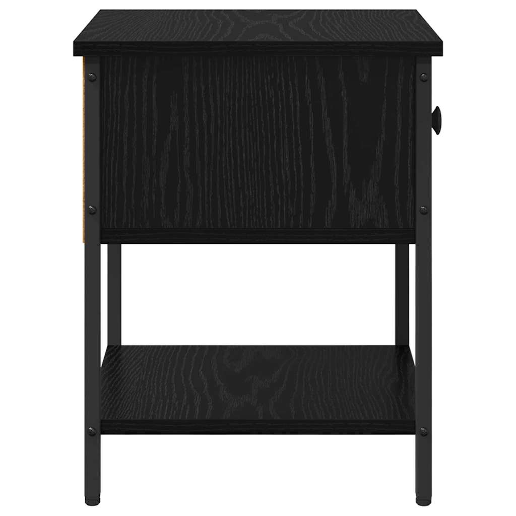 Bedside Table Black Oak 34 x 35.5 x 45 cm Engineered Wood
