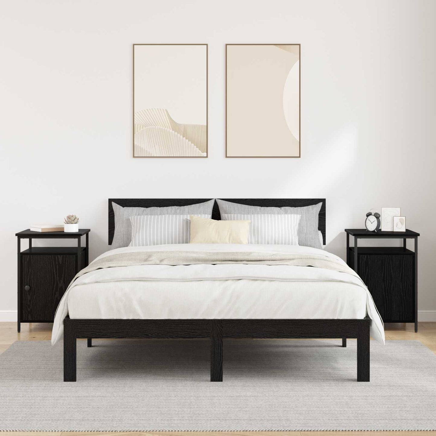 Bedside Cabinet 2 pcs Black Oak 40 x 42 x 60cm Engineered Wood