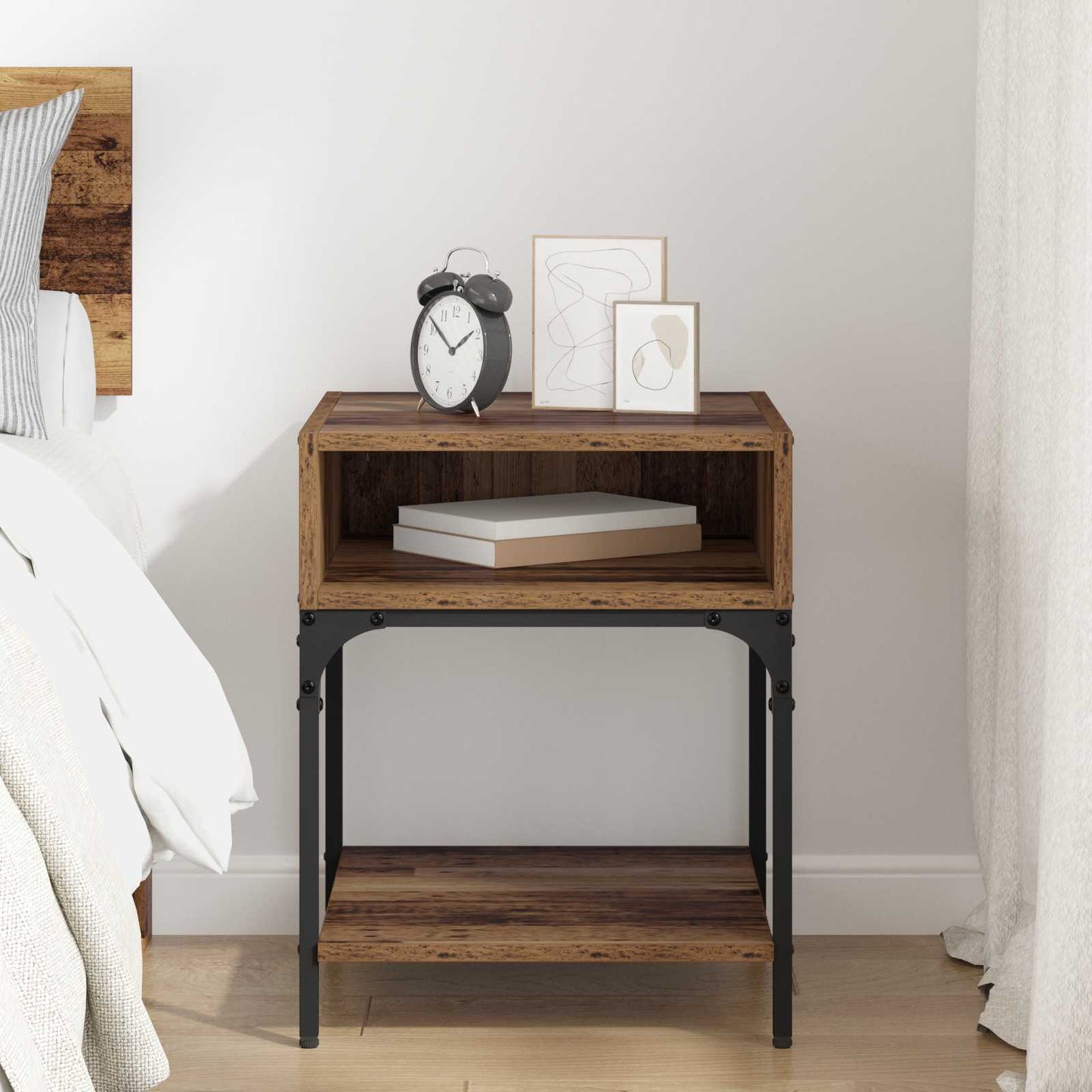 Bedside Table Old Wood 40 x 40 x 50 cm Engineered Wood