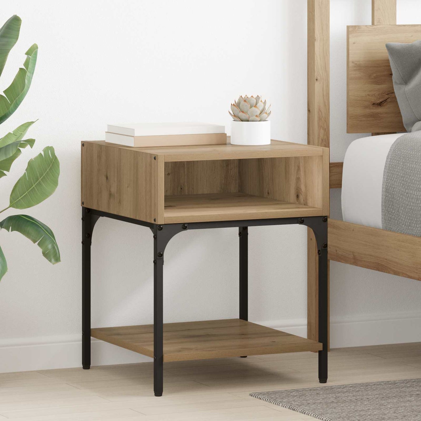 Bedside Table 2 pcs Artisan Oak 40 x 40 x 50 cm Engineered Wood