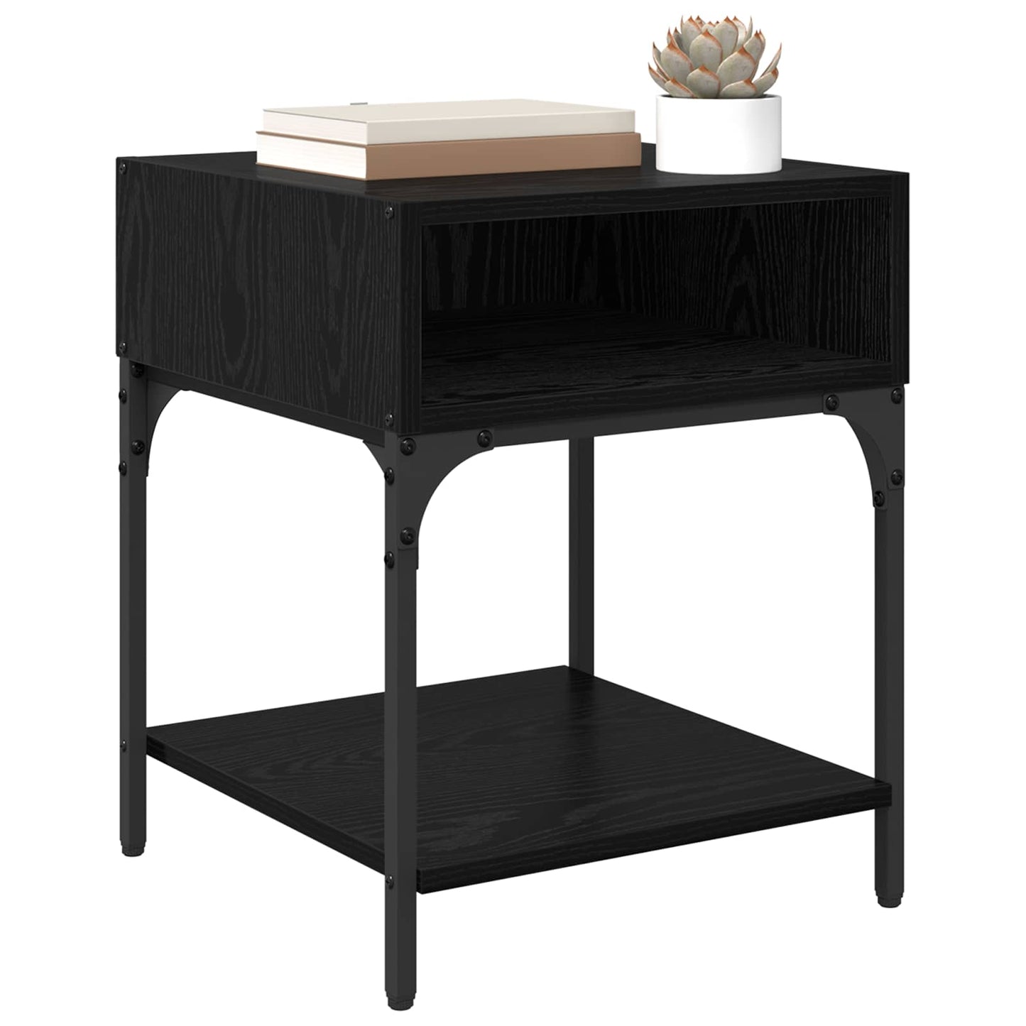 Bedside Table Black Oak 40 x 40 x 50 cm Engineered Wood