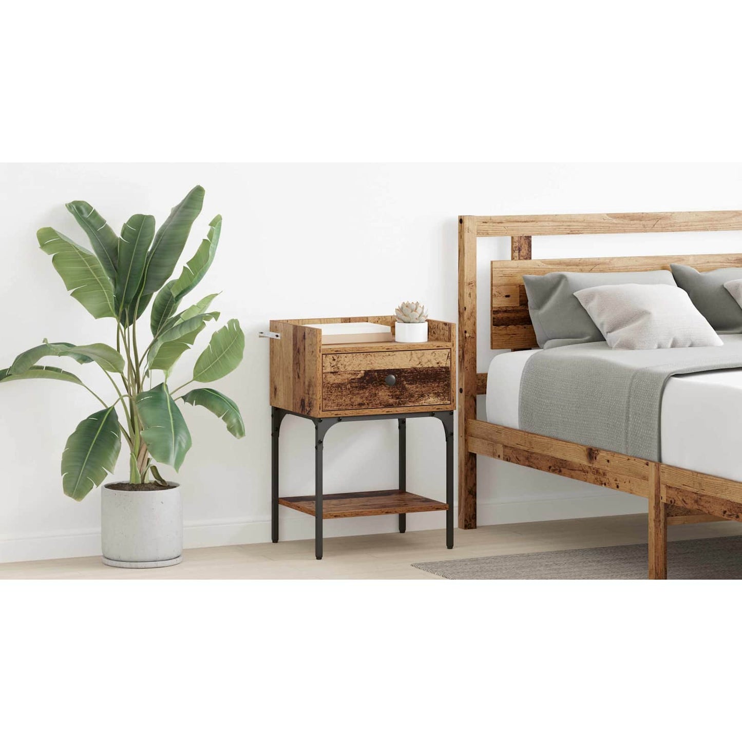 Bedside Table Old Wood 40 x 29 x 60 cm Engineered Wood