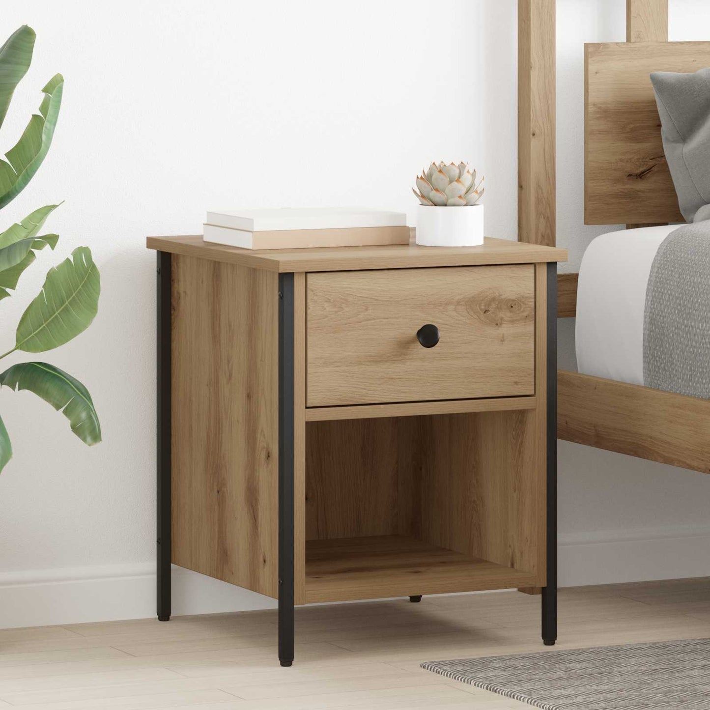 Bedside Cabinet with Drawer 2 pcs Artisan Oak 40 x 42 x 50 cm