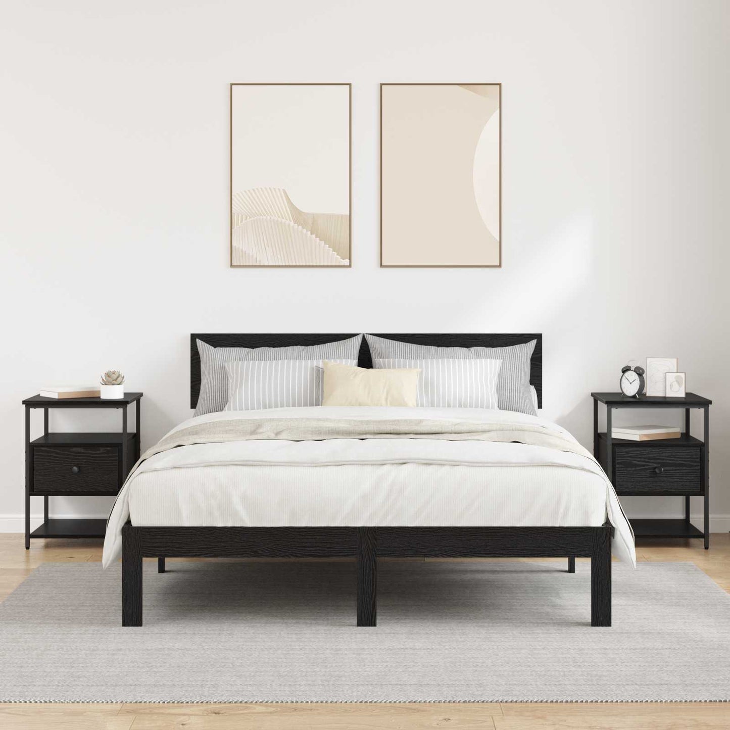 Bedside Cabinet 2 pcs Black Oak 40 x 42 x 56 cm Engineered Wood