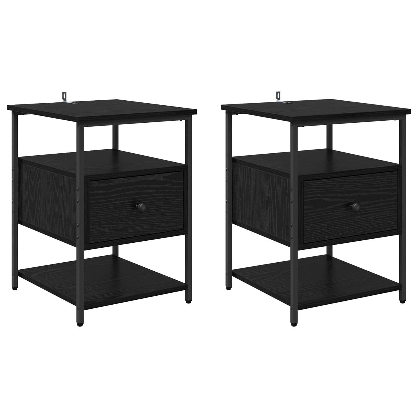 Bedside Cabinet 2 pcs Black Oak 40 x 42 x 56 cm Engineered Wood