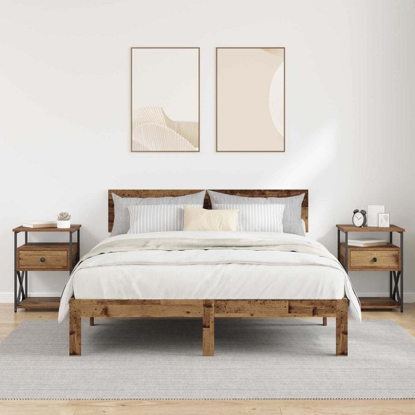 Bedside Cabinet 2 pcs Old Wood 40 x 42 x 55 cm Engineered Wood