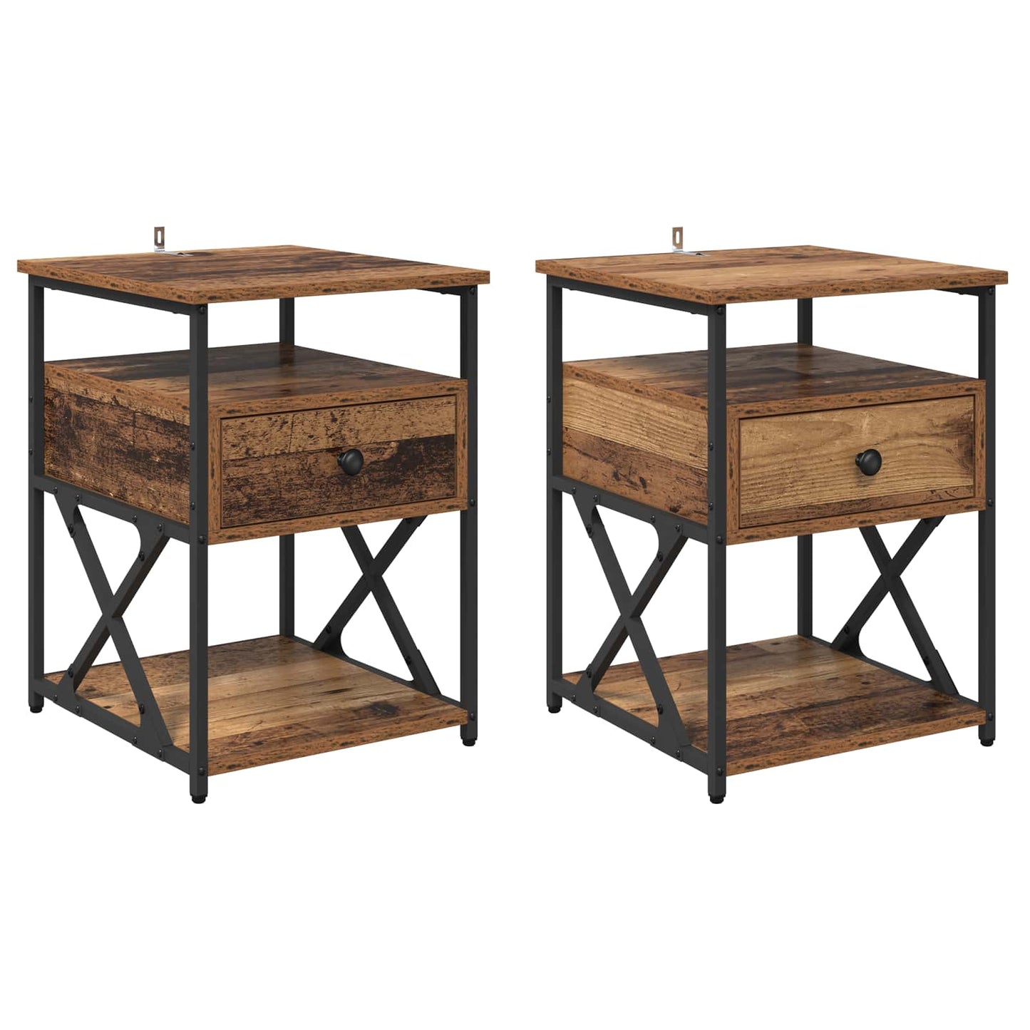 Bedside Cabinet 2 pcs Old Wood 40 x 42 x 55 cm Engineered Wood