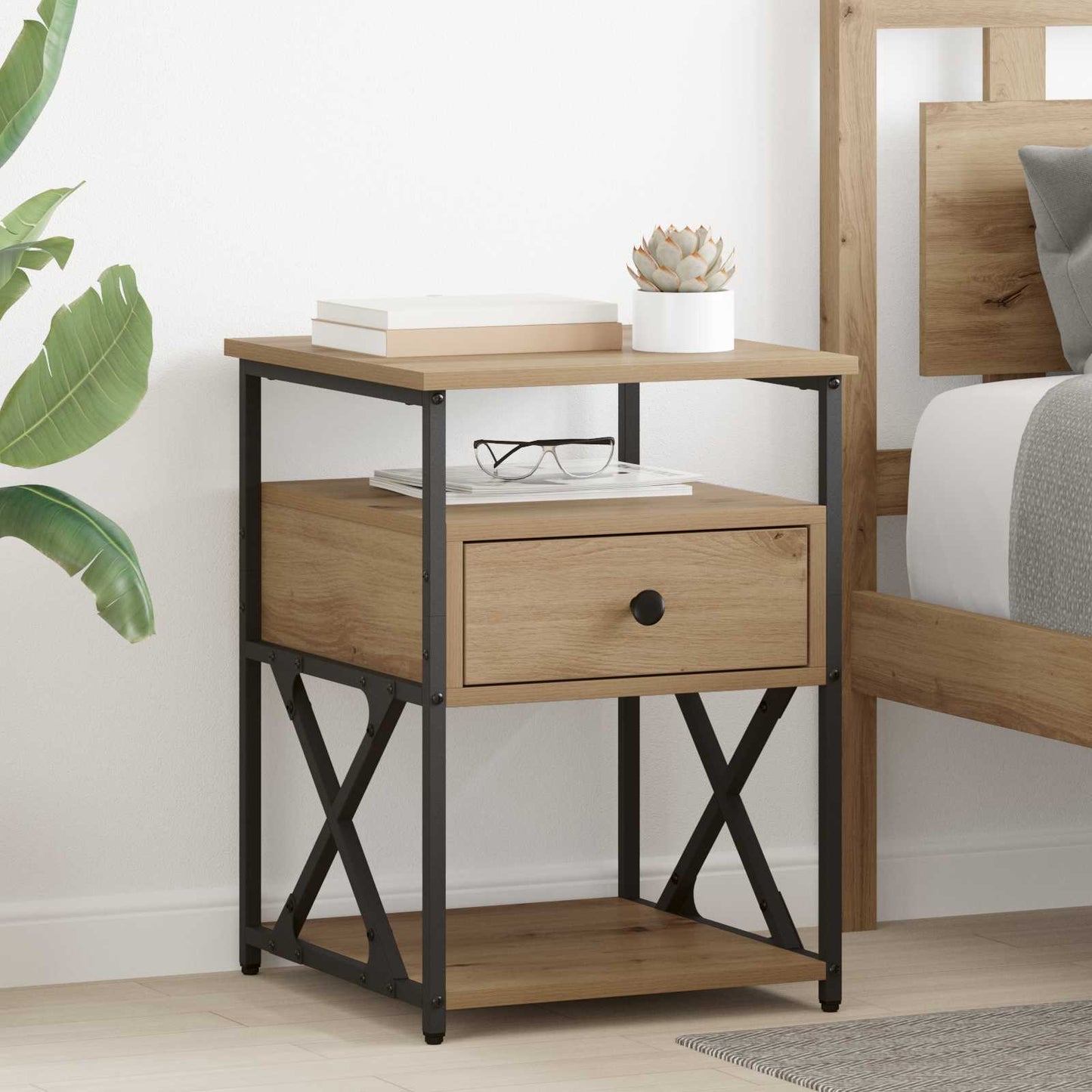 Bedside Cabinet with Drawer 2 pcs Artisan Oak 40 x 42 x 55 cm