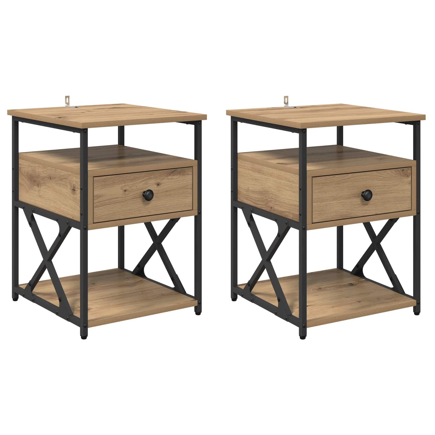 Bedside Cabinet with Drawer 2 pcs Artisan Oak 40 x 42 x 55 cm